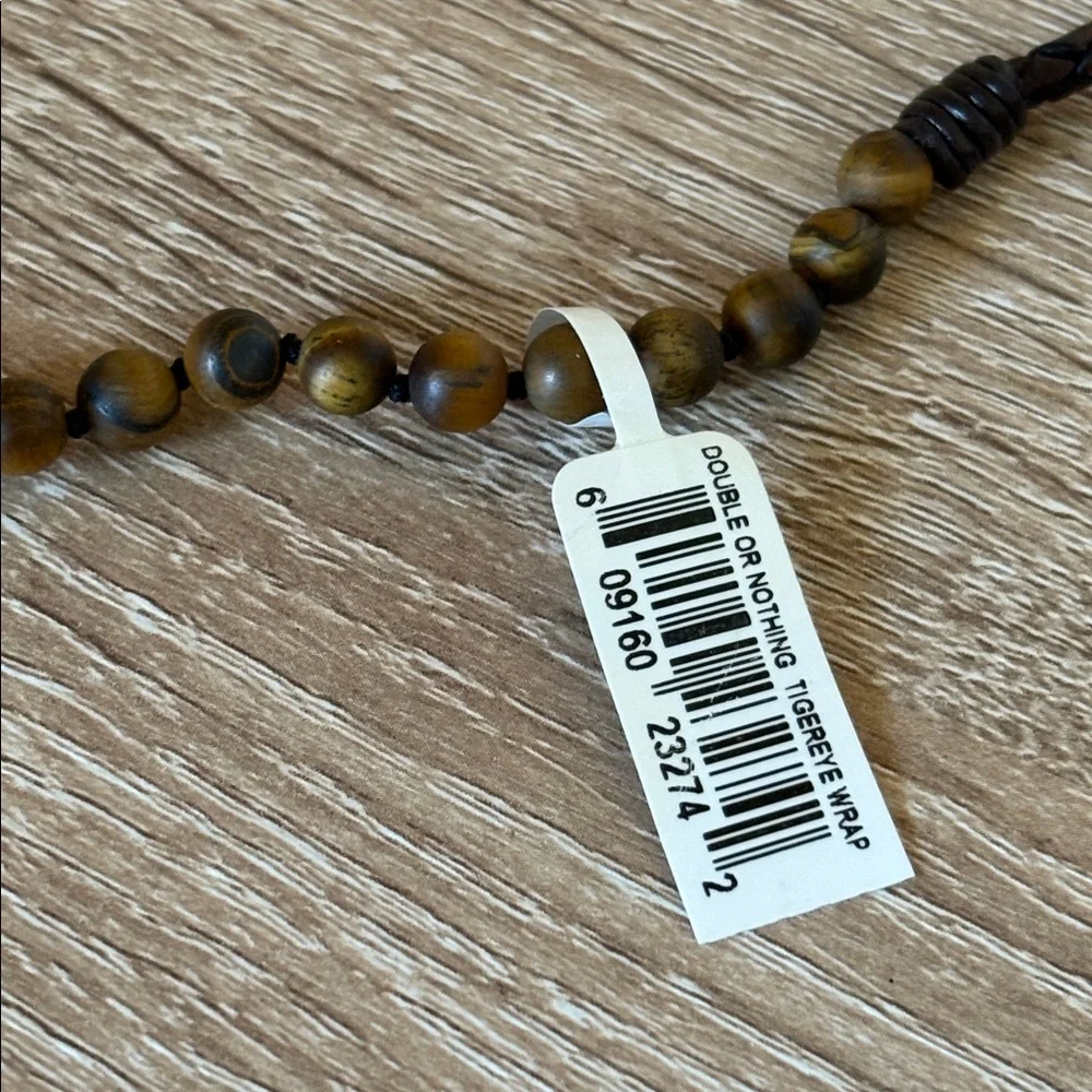Nordstrom Jonas Studio Hand Knotted Tiger's Eye & Leather Wrap Bracelet NWT